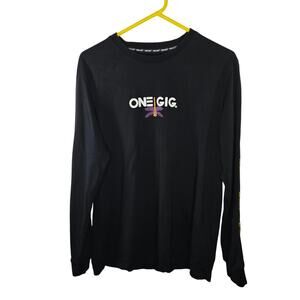 One Gig Long Sleeve Cotton Black Dragonfly Skateboard T-shirt Size Large